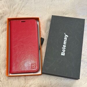 Red Leather iPhone 14 Pro Max Case